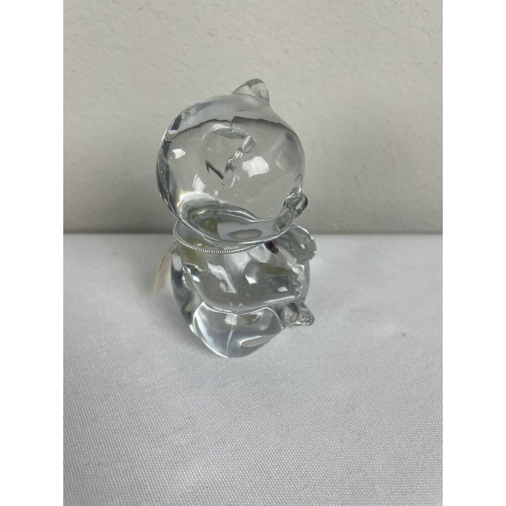 Fenton Clear Glass Bear Figurine Purple Amethyst Heart February Birthstone - Picture 4 of 8
